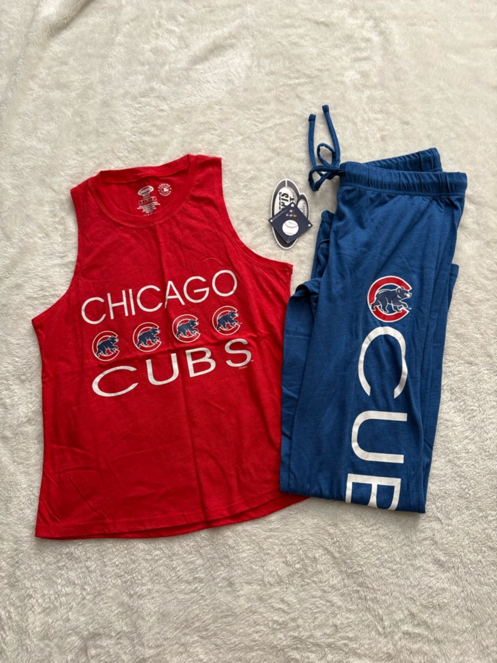 MLB Chicago Cubs Red Tank Top and Blue Flared Pant Set